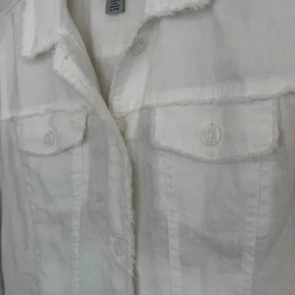 Tommy Bahama Two Palms Linen Jacket White Raw Edge Summer Coastal Timeless Small - Picture 8 of 16